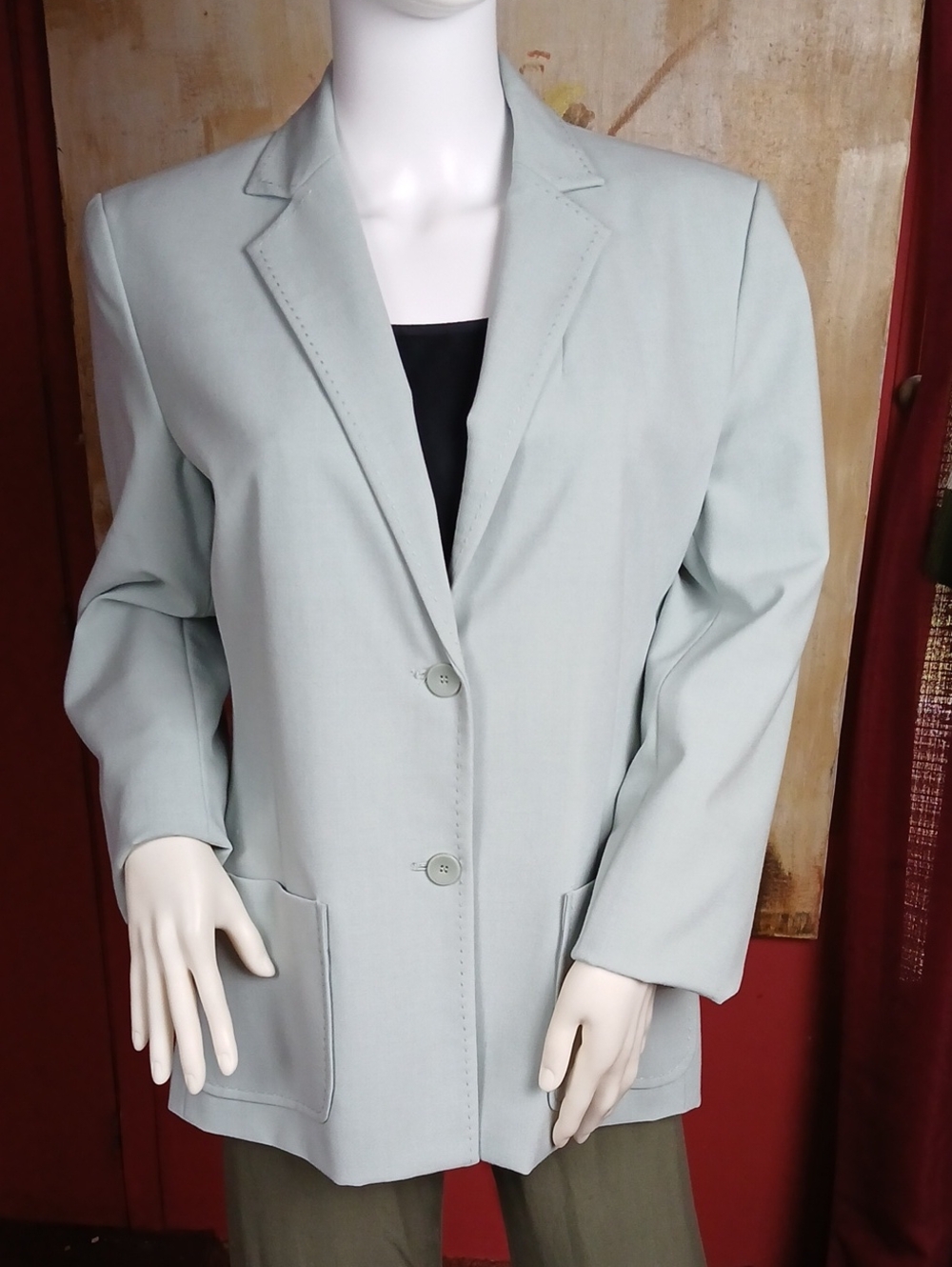 Vintage Nine & Company Sage Green Stretch Button Front Blazer Jacket - Size 8